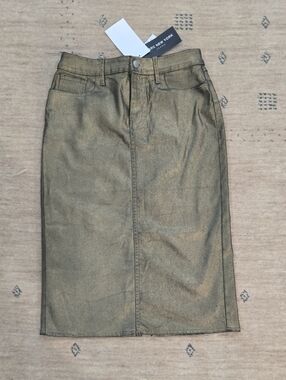 Marc New York Metallic Olive Pencil Skirt